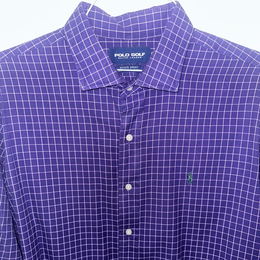 Polo Golf Men's Purple Checkered Button Down Shirt